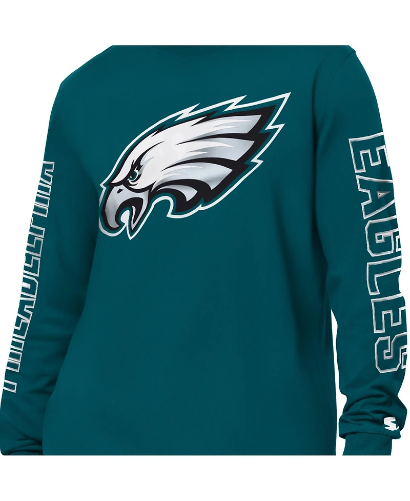 Starter Men's Midnight Green Philadelphia Eagles Clutch Hit Ii Long-Sleeve T-Shirt
