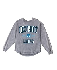 Gameday Couture Women's Gray Detroit Lions Oversized Final Score Snow WashLong sleeves T-Shirt