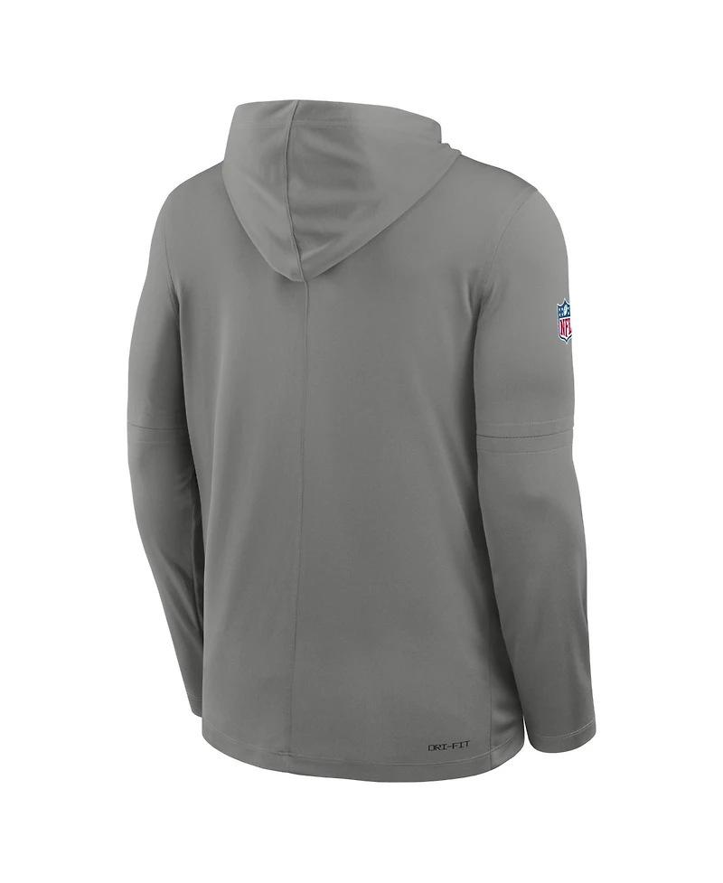Nike Men's Gray Buffalo Bills Sideline Alternate LightweightLong sleeves Hooded Dri-fit T-Shirt