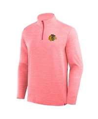 Fanatics Men's Heather Red Chicago Blackhawks Clutch Boarding Poly Quarter-Zip Pullover Sweatshirt