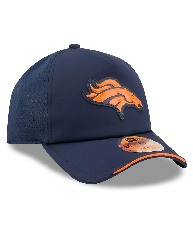 New Era Men's Navy Denver Broncos 2026 Sideline Apex 9FORTY Adjustable Trucker Hat