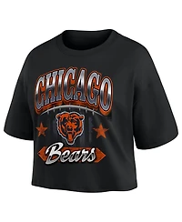 Fanatics Women's Black Chicago Bears Americana Cropped T-Shirt