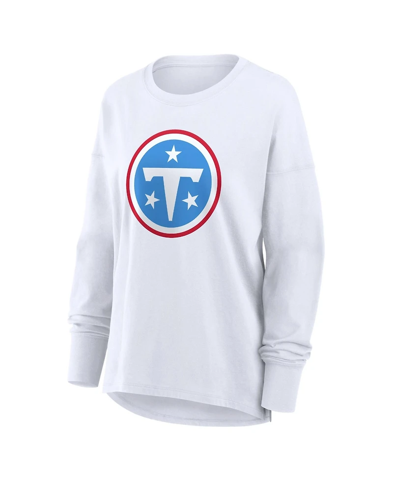 Fanatics Women's White Tennessee Titans Relaxed Hip EssentialLong sleeves T-Shirt