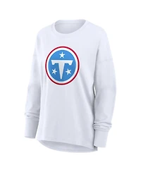 Fanatics Women's White Tennessee Titans Relaxed Hip EssentialLong sleeves T-Shirt