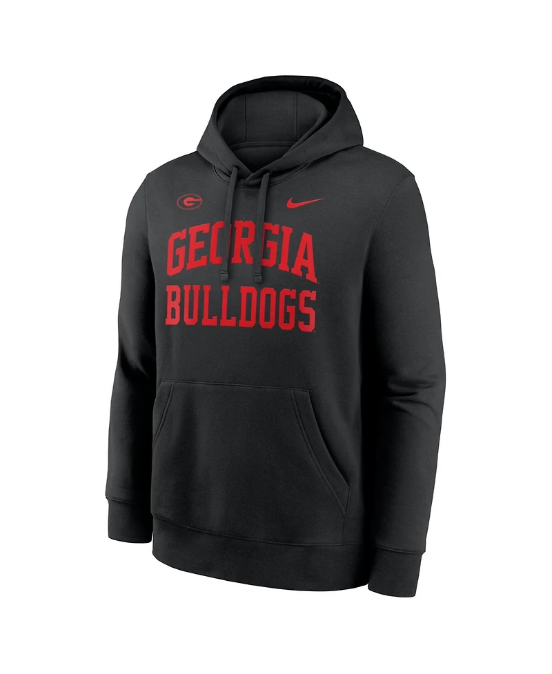 Nike Men's Black Georgia Bulldogs Primetime Arched Club Fleece Pullover Sweatshirt Hoodie