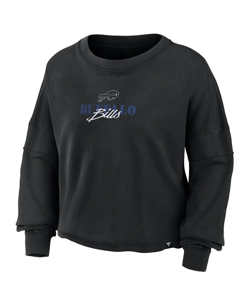 Fanatics Women's Black Buffalo Bills Oversized Chop Block BoxyLong sleeves Top