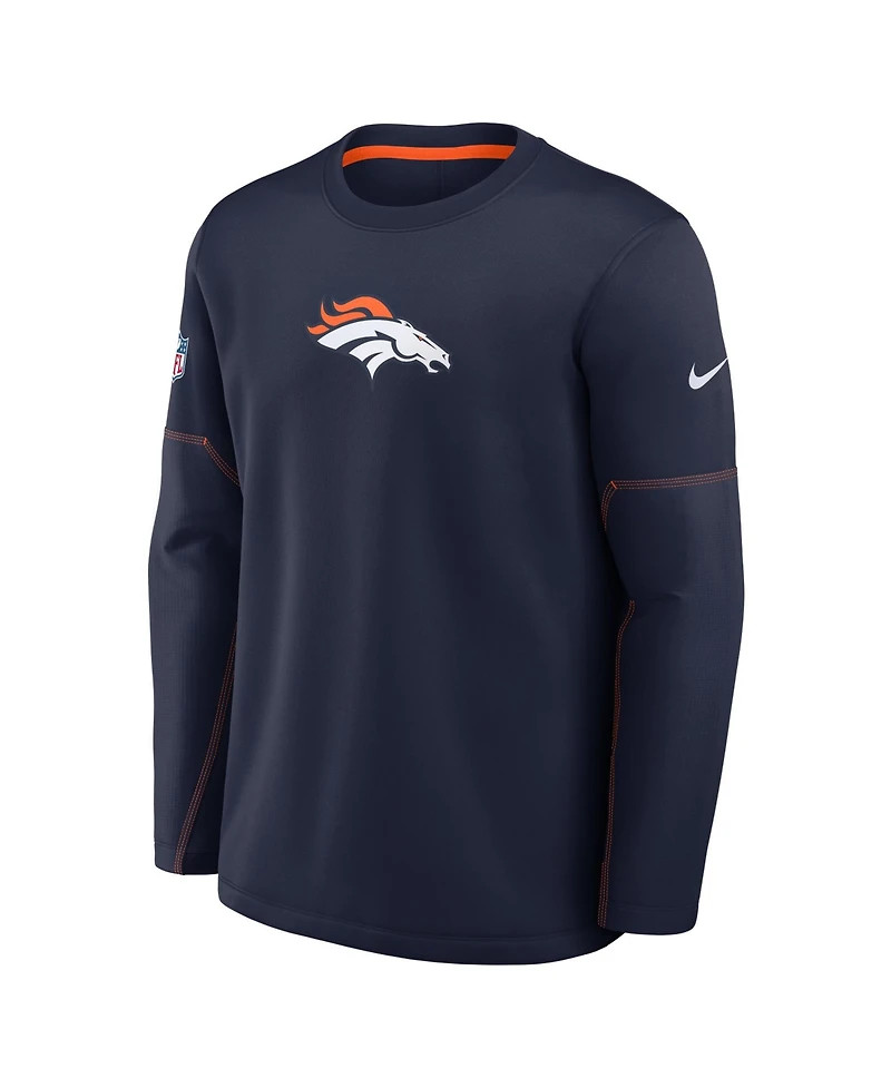 Nike Men's Navy Denver Broncos Sideline Coaches Team Present Midweight Therma-fit Sweatshirt