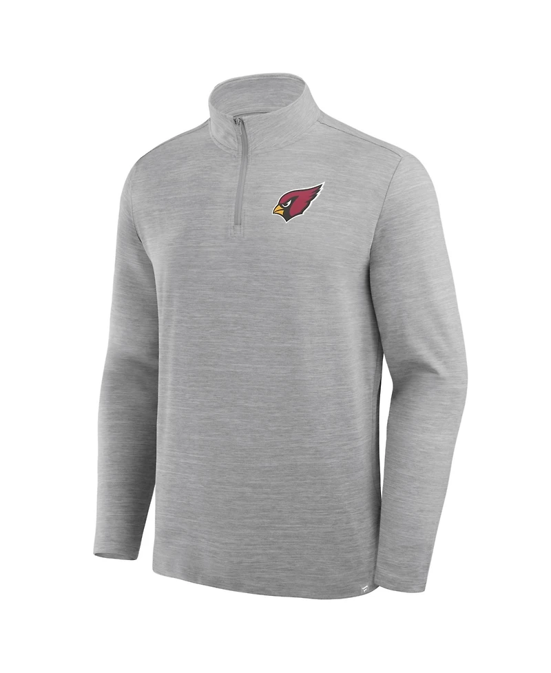 Fanatics Men's Heather Gray Arizona Cardinals Clutch Quarter-Zip Pullover Sweatshirt