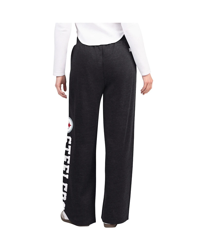 Starter Women's Black Pittsburgh Steelers Field Wide Leg Sweatpants