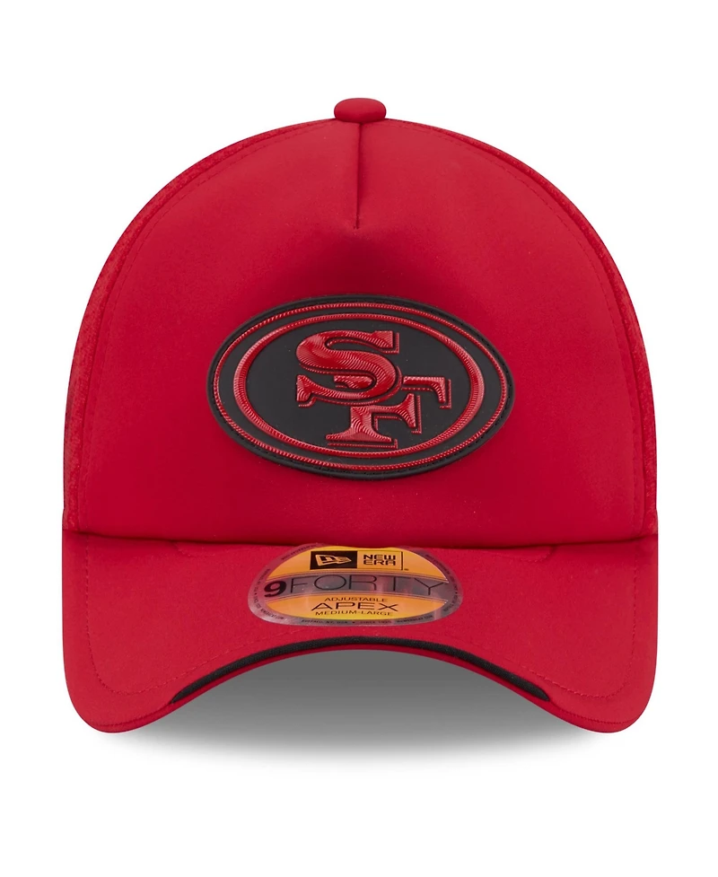 New Era Men's Scarlet San Francisco 49ers 2026 Sideline Apex 9FORTY Adjustable Trucker Hat