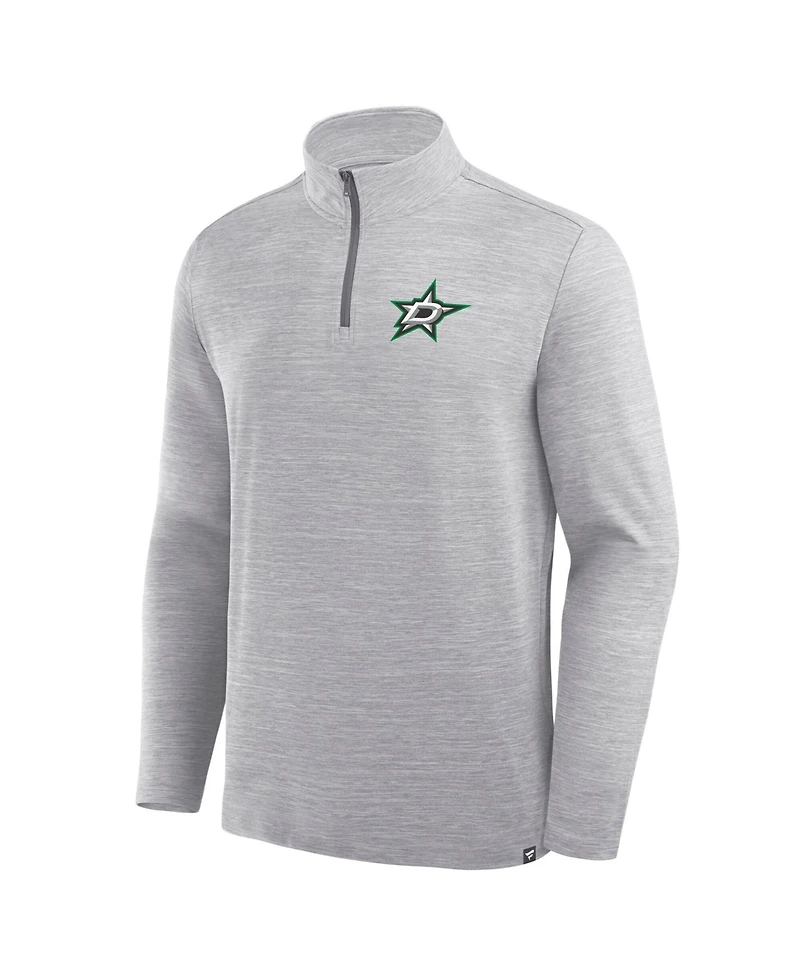 Fanatics Men's Heather Gray Dallas Stars Clutch Boarding Poly Quarter-Zip Pullover Sweatshirt