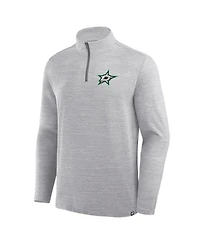 Fanatics Men's Heather Gray Dallas Stars Clutch Boarding Poly Quarter-Zip Pullover Sweatshirt