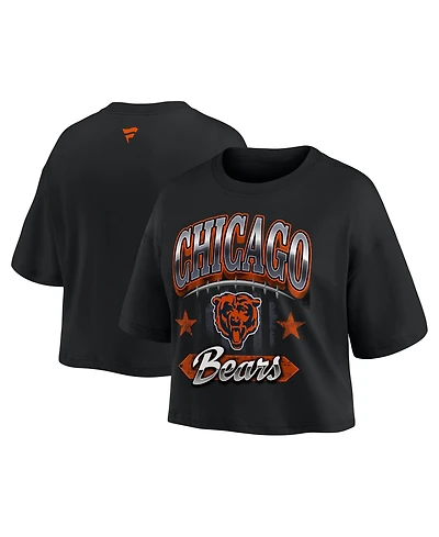Fanatics Women's Black Chicago Bears Americana Cropped T-Shirt