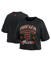 Fanatics Women's Black Chicago Bears Americana Cropped T-Shirt