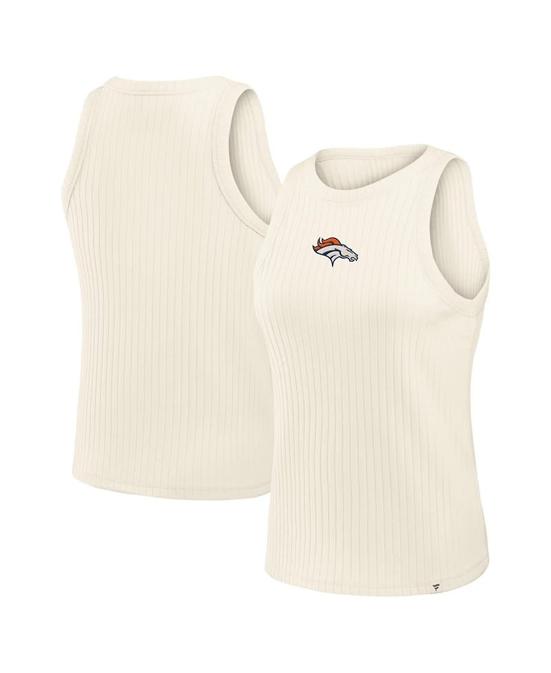 Fanatics Women's Cream Denver Broncos Star Play Tri-Blend Ribbed Tank Top