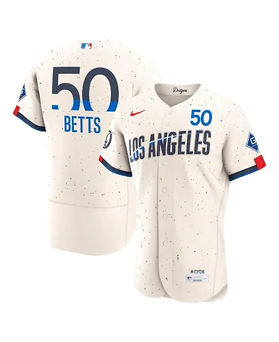 Nike Men's Cream Mookie Betts Los Angeles Dodgers City Connect Authentic Sponsor Patch Jersey