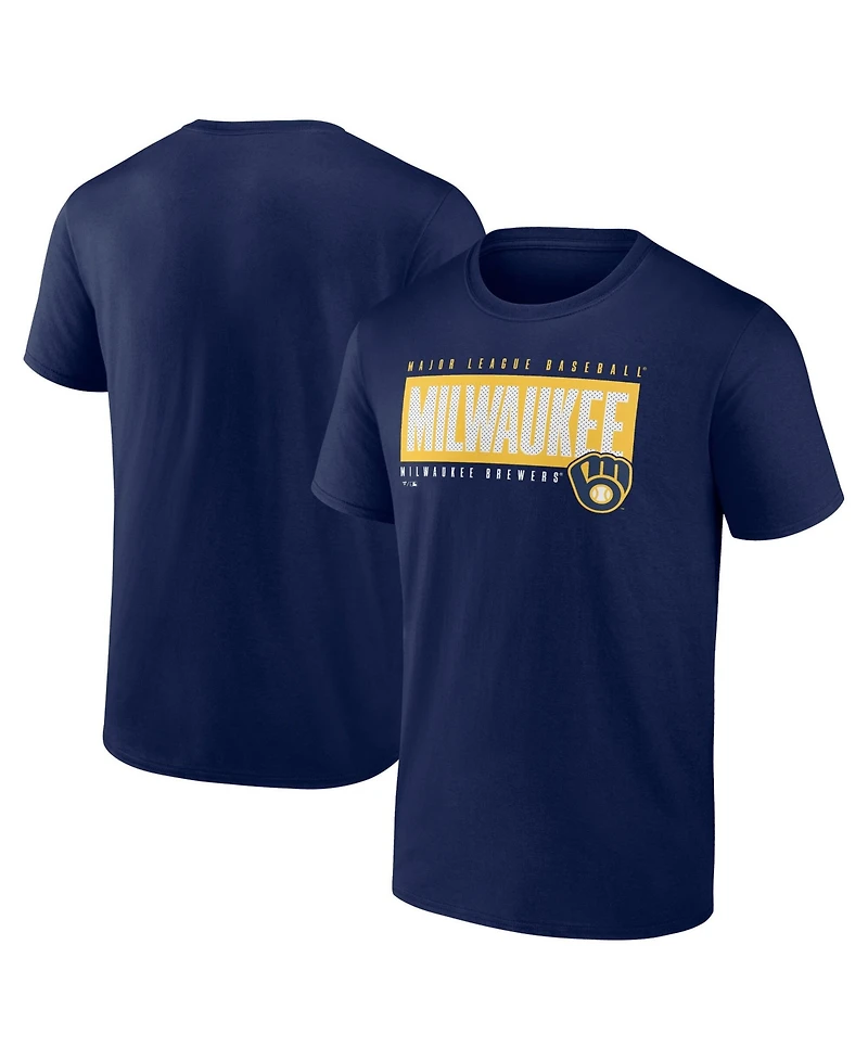 Fanatics Men's Navy Milwaukee Brewers Blocked Out T-Shirt