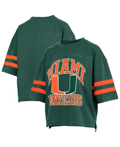 Pressbox Women's Green Miami Hurricanes Wayne Tyler Cropped T-Shirt