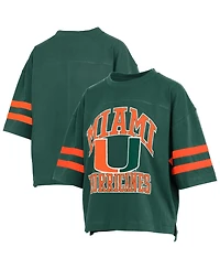 Pressbox Women's Green Miami Hurricanes Wayne Tyler Cropped T-Shirt