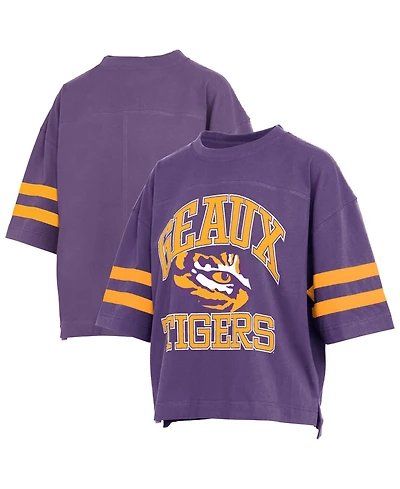 Pressbox Women's Purple Lsu Tigers Wayne Tyler Cropped T-Shirt