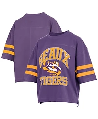 Pressbox Women's Purple Lsu Tigers Wayne Tyler Cropped T-Shirt