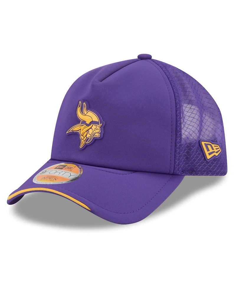 New Era Men's Purple Minnesota Vikings 2026 Sideline Apex 9FORTY Adjustable Trucker Hat