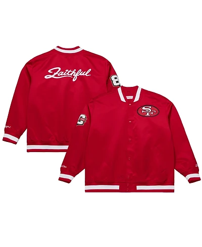Mitchell & Ness Men's Scarlet San Francisco 49ers 80th Anniversary Heavyweight Satin Full-Snap Jacket