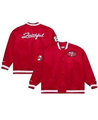 Mitchell & Ness Men's Scarlet San Francisco 49ers 80th Anniversary Heavyweight Satin Full-Snap Jacket