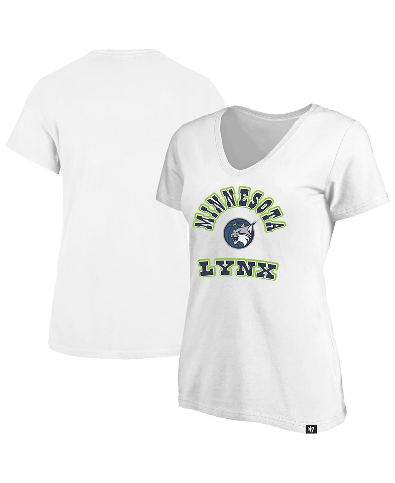 47 Brand Women's White Minnesota Lynx Logo Lockup V-Neck Plus T-Shirt