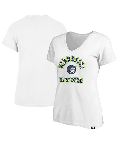 47 Brand Women's White Minnesota Lynx Logo Lockup V-Neck Plus T-Shirt