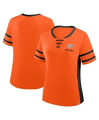 Fanatics Women's Orange/Black Oklahoma State Cowboys Be Fearless Athena Lace-Up T-Shirt