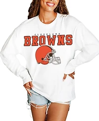 Gameday Couture Women's White Cleveland Browns Big Goals OversizedLong sleeves T-Shirt