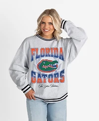 Gameday Couture Women's Ash Florida Gators Oversized Fade Route Ringer Stripe Sweatshirt