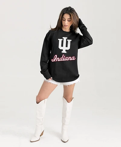 Gameday Couture Women's Black Indiana Hoosiers Oversized Honor RollLong sleeves T-Shirt