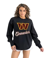 Gameday Couture Women's Black Washington Commanders OversizedLong sleeves T-Shirt