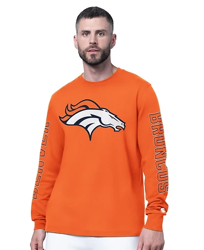 Starter Men's Orange Denver Broncos Clutch Hit Ii Long-Sleeve T-Shirt