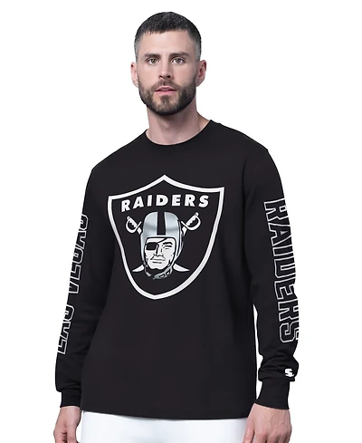 Starter Men's Black Las Vegas Raiders Clutch Hit Ii Long-Sleeve T-Shirt