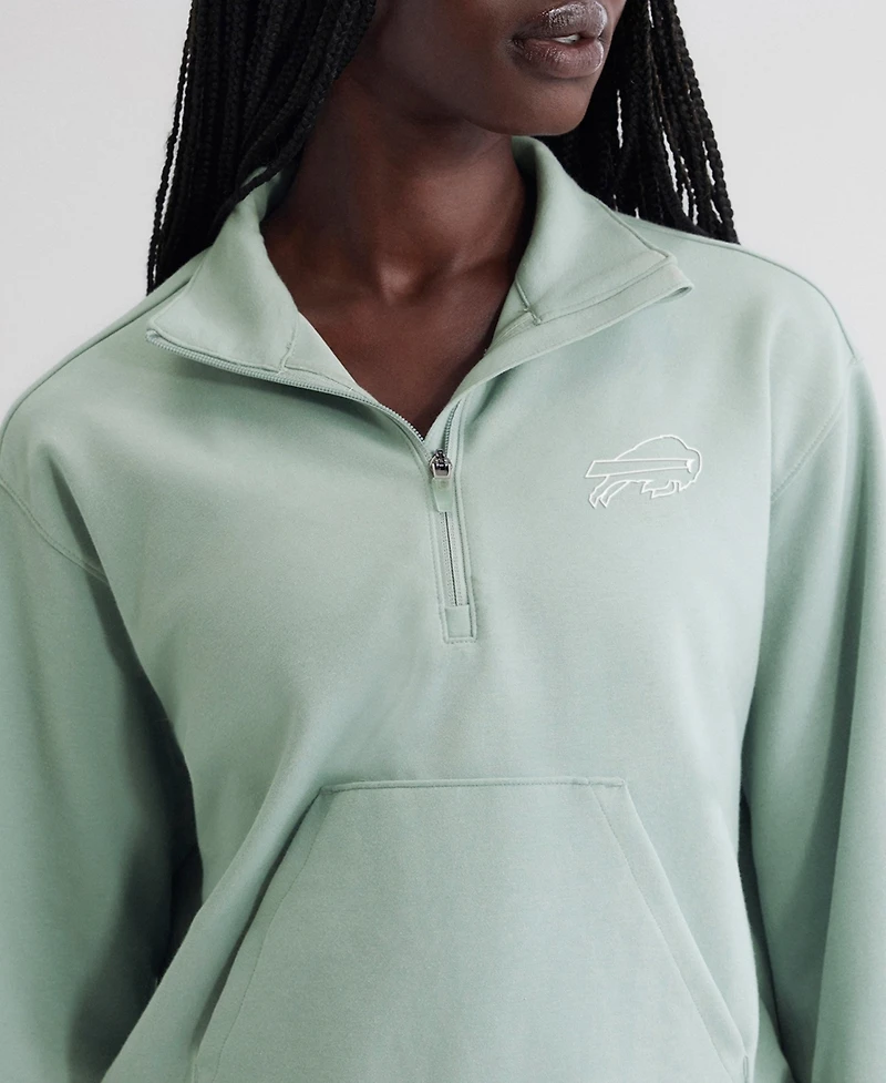 Fanatics Women's Mint Buffalo Bills Oversized Clutch Tri-Blend Quarter-Zip Pullover Sweatshirt