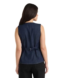Nvlt Women's Beaded V-Neck Sleeveless Denim Vest