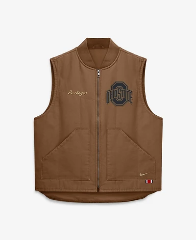 Nike Men's Brown Ohio State Buckeyes Academic Padded Full-Zip Vest