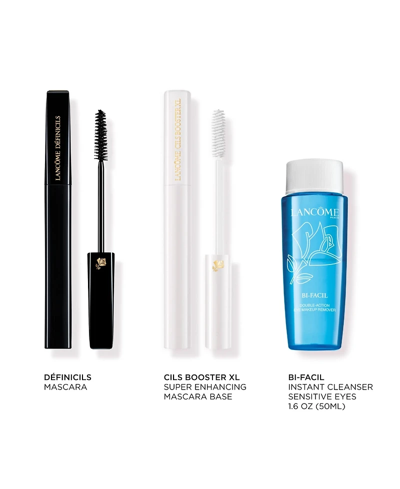 Lancome 3-Piece Definicils Mascara, Cils Booster Mascara Primer & Bi-Facil Eye Makeup Remover Set
