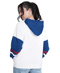 G-iii 4Her by Carl Banks Women's White/Royal Chicago Cubs Key Player Oversized HoodedLong sleeves T-Shirt