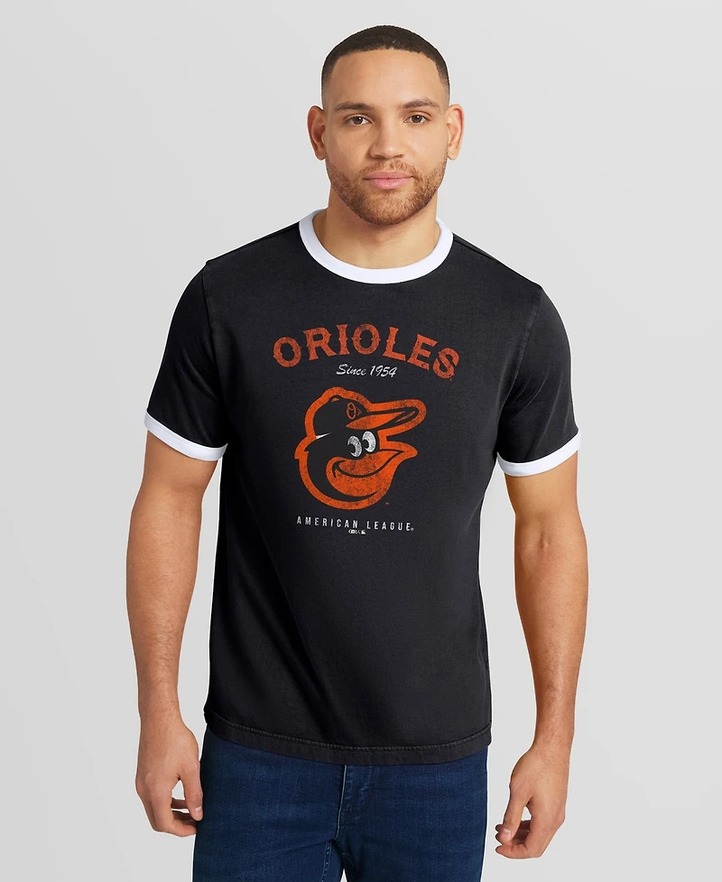 Darius Rucker Collection By Fanatics Men's Black Baltimore Orioles Washed Ringer T-Shirt