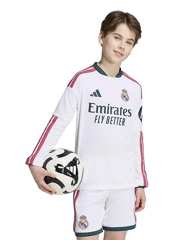 Adidas Big Boys and Girls White Real Madrid 2026/27 Home ReplicaLong sleeves Jersey