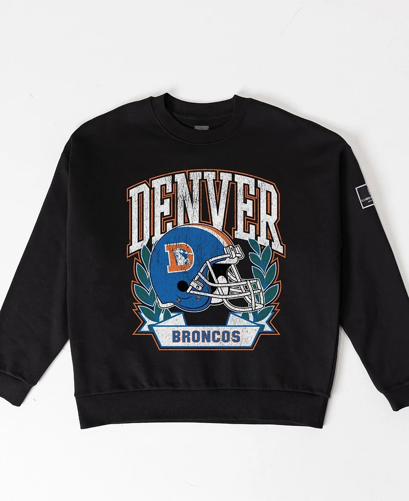 Gameday Couture Women's Black Denver Broncos Oversized Victory Lane Label Premium Fleece Sweatshirt