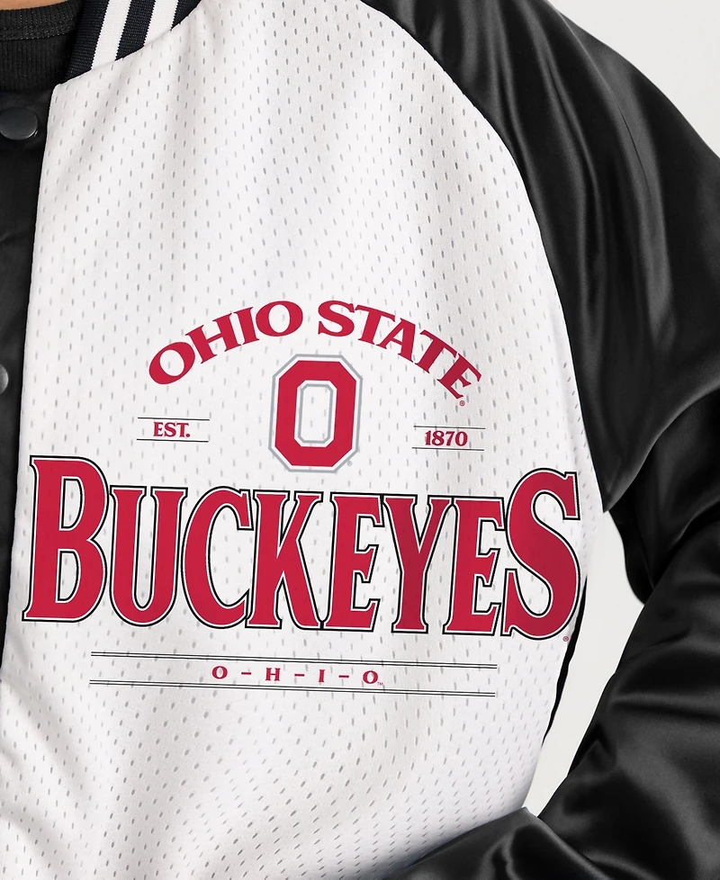 Gameday Couture Women's Black Ohio State Buckeyes Oversized Inner Drive Varsity Rhinestone Full-Snap Bomber Jacket