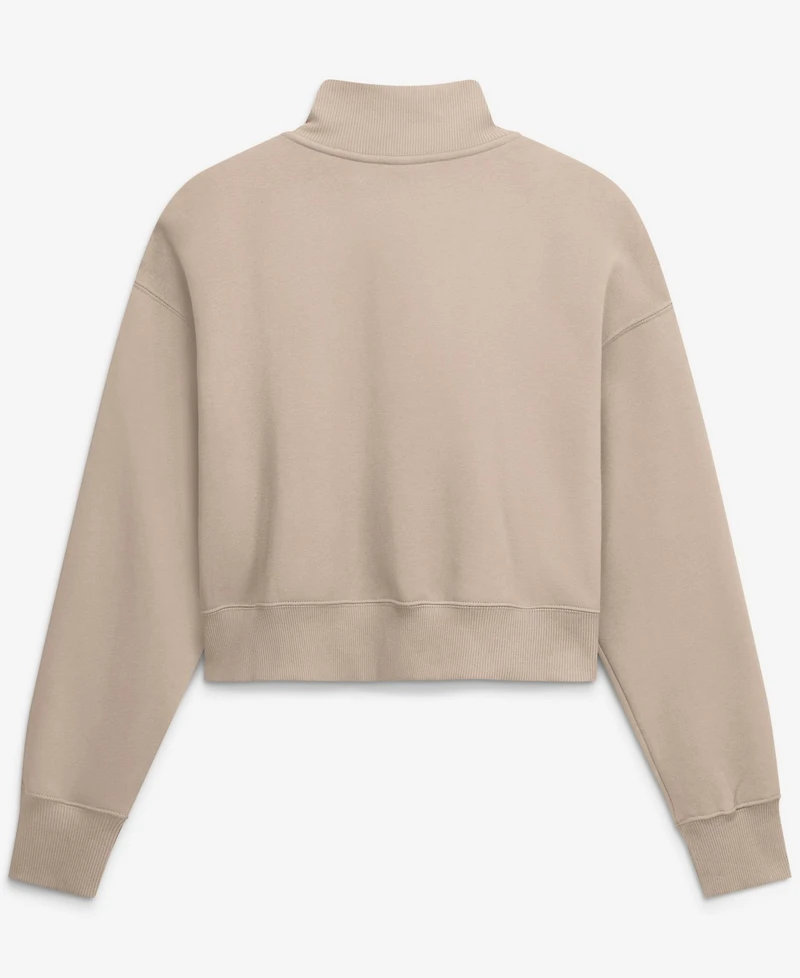 Nike Women's Tan Georgia Bulldogs Neutral Stance Collection Oversized Phoenix Fleece Cropped Quarter-Zip Sweatshirt