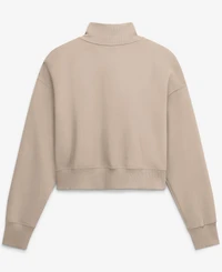 Nike Women's Tan Georgia Bulldogs Neutral Stance Collection Oversized Phoenix Fleece Cropped Quarter-Zip Sweatshirt