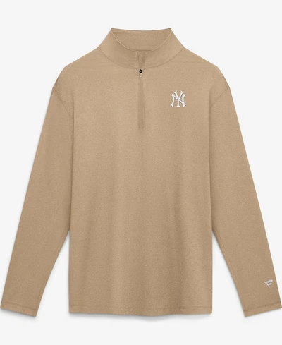 Fanatics Men's Khaki New York Yankees Clutch Quarter-Zip Pullover Sweatshirt