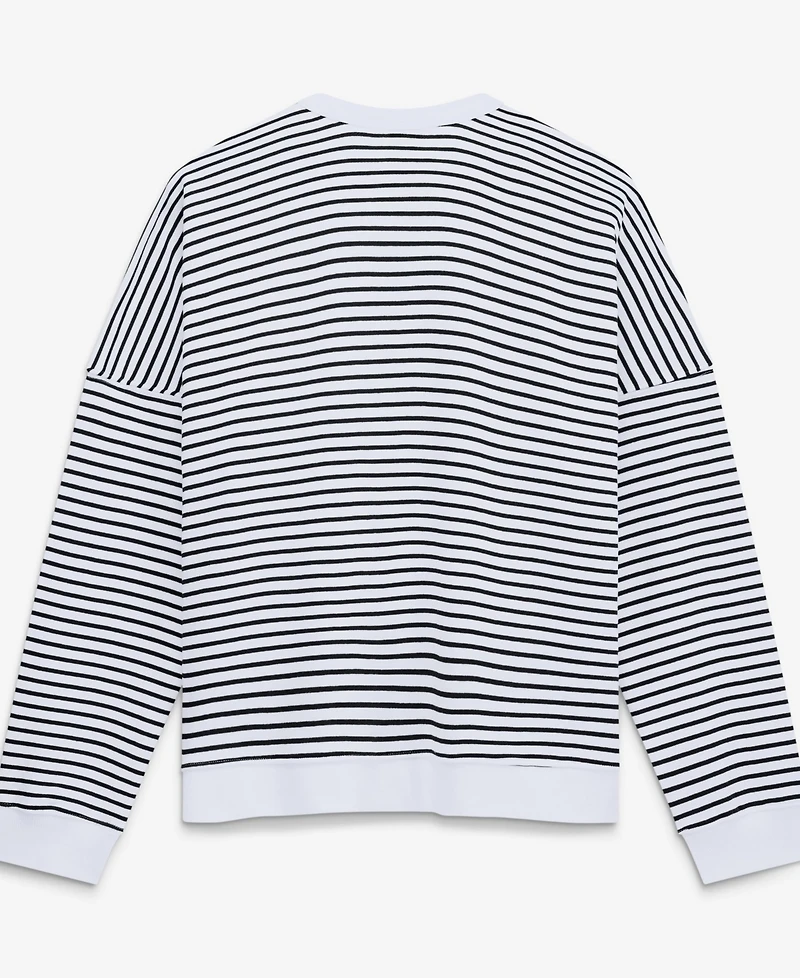 Fanatics Women's White/Black Philadelphia Eagles Striped Oversized French Terry Sweatshirt